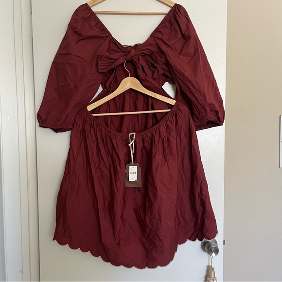 NWT Anthropologie Forever That Girl Scalloped Puff Sleeve Cotton Mini Dress XL - Picture 8 of 13